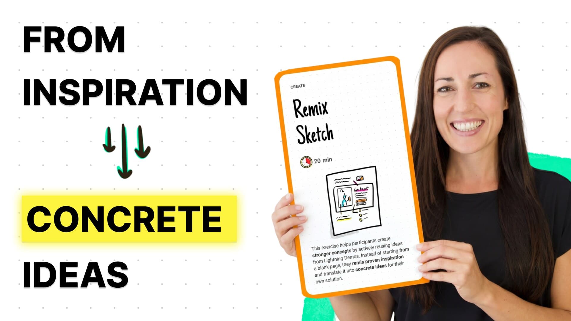 Dee Scarano holding the Remix Sketch Workshop Deck card