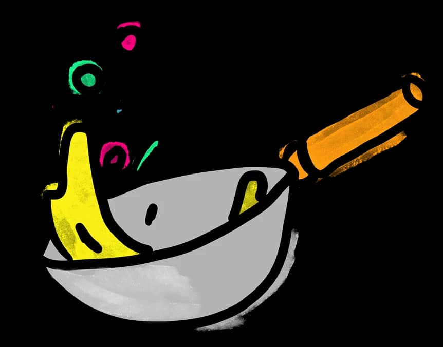 Mixing bowl illustration representing remixing ideas into a new context